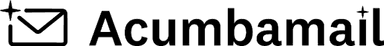 The image displays the Acumbamail logo, featuring a stylized black envelope icon with a small starburst or sparkle element on its top-left corner, followed by the brand name 'Acumbamail' in bold, black, sans-serif typography against a muted teal background. The design is clean and modern, emphasizing the brand identity for email marketing services.